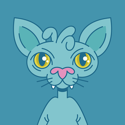Cat blue cartoon cat character cute doodle illustration vector