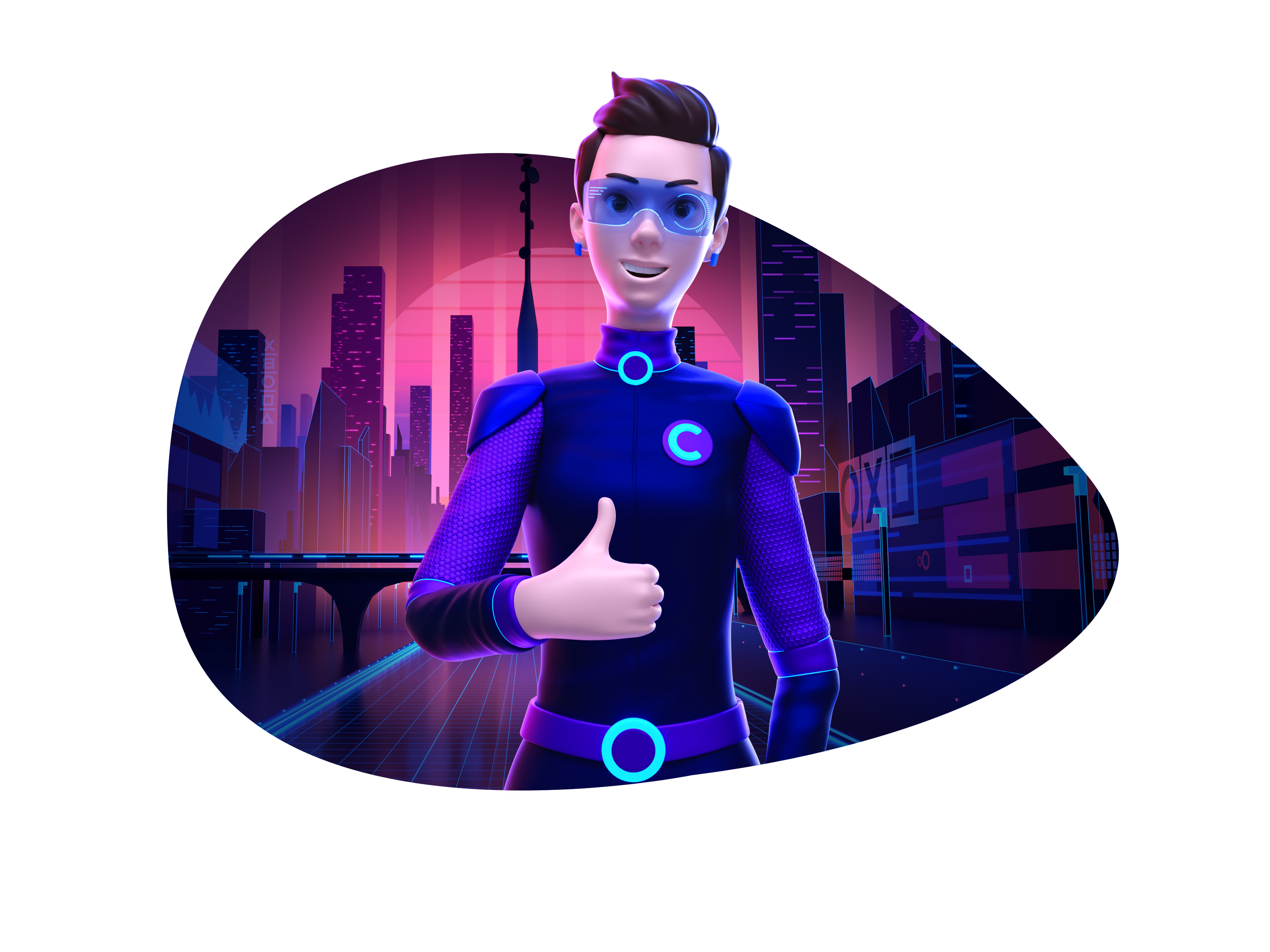Retro-futuristic city 3d blender character design city futuristic graphic design illustration retro tron