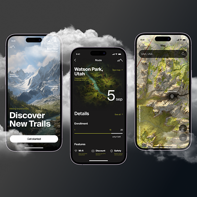 Hiking companion Mobile App Concept app branding concept graphic design guide hiking mobile travel ui ux
