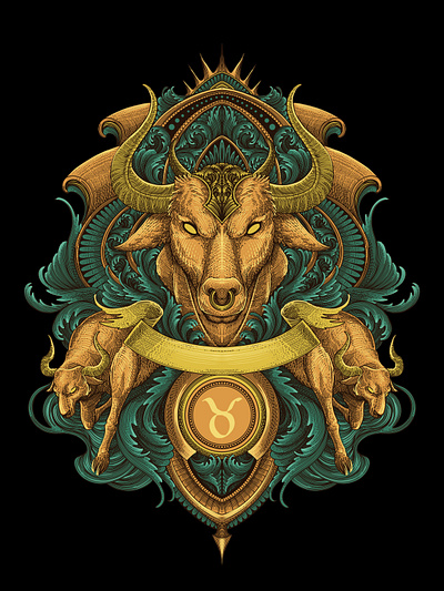 Taurus Zodiac Engraving Illustration tonymidi zodiac apparel