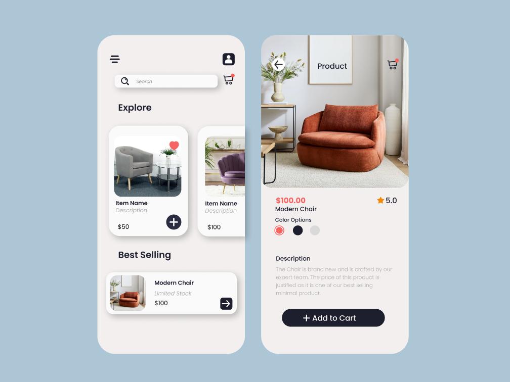 Furniture Shopping App UI Design by Hamza Tariq on Dribbble