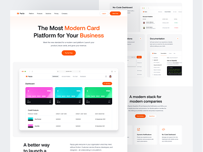 PayUp - Landing Page account holder api card cashless transactions credit customer service customer support dashboard finance financial management fintech modern modern card payment product performance revenue spend control spending virtual cards web design