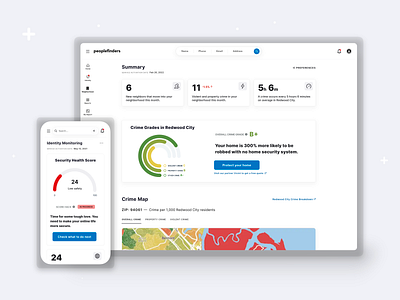 PeopleFinders — Monitoring Services III cards charts crime dashboard data visualization design exploration interaction design map metrics minimalist design mobile app neighborhood watch online security product design responsive design ui ux visual exploration web app