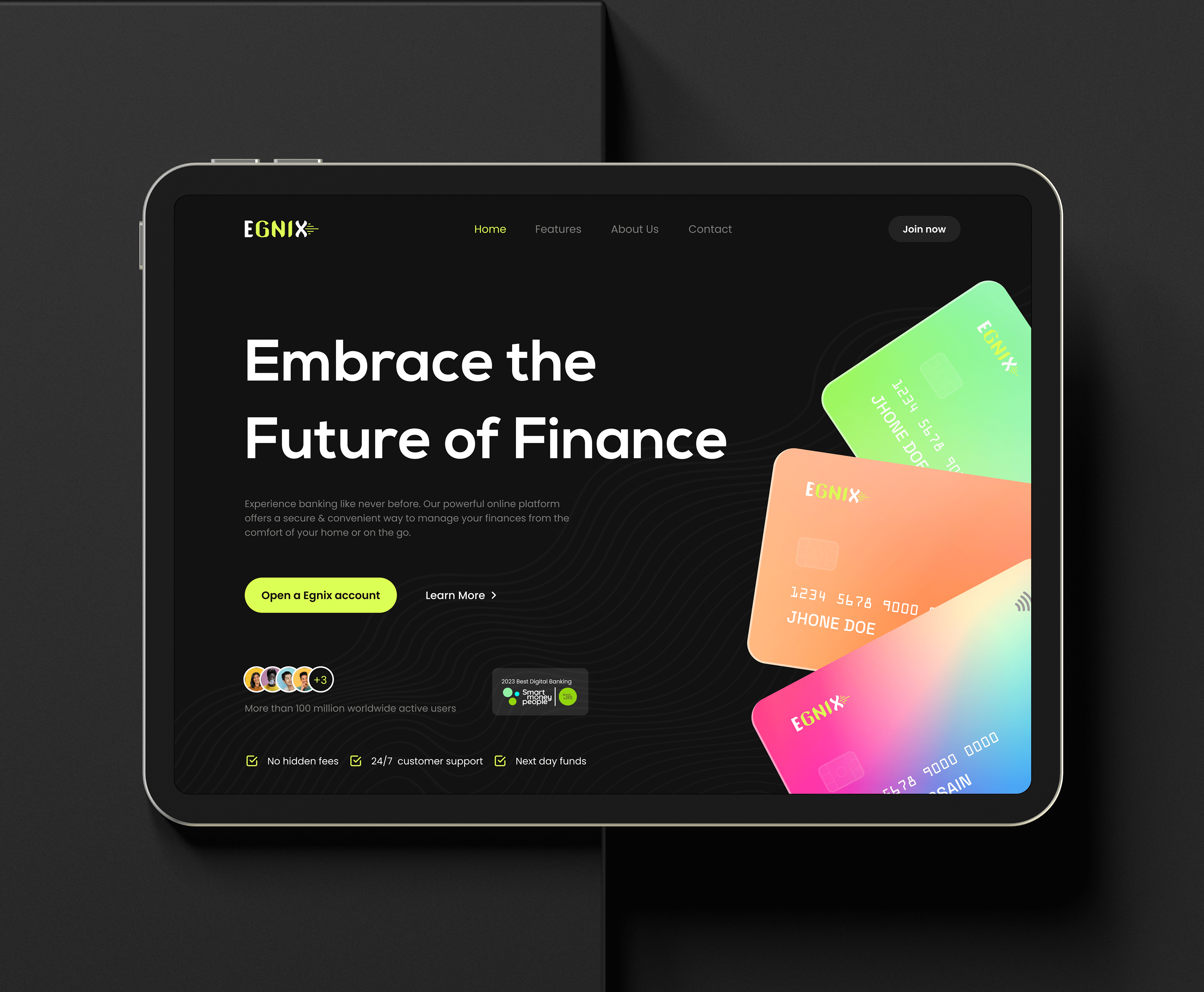 Egnix - Digital Banking Website | Home Page / Hero Section bank banking banking web banking website card credit card digital banking finance finance web fintech home page landing page loan money online bank startup user web app web design website design