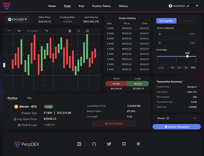 Perpdex Trading App blockchain crypto design trading webapp ui uiux web web3
