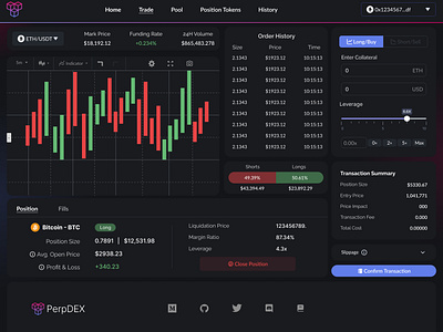 Perpdex Trading App blockchain crypto design trading webapp ui uiux web web3