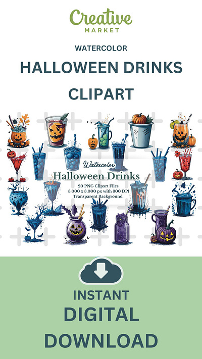 20 PNG WATERCOLOR HALLOWEEN GRAPHICS / CLIPARTS autumn boo fall halloween halloween clipart halloween drink peakaboo pumpkin scarry spooky