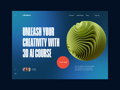 3D AI Course ai course design figma landing page ui ui concept ux web design