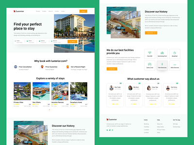 Luxterior - Online Hotel Booking Website Landing Page branding chake in design figma graphic design hotel online hotel booking online reservation relaxation tourism travel ux website