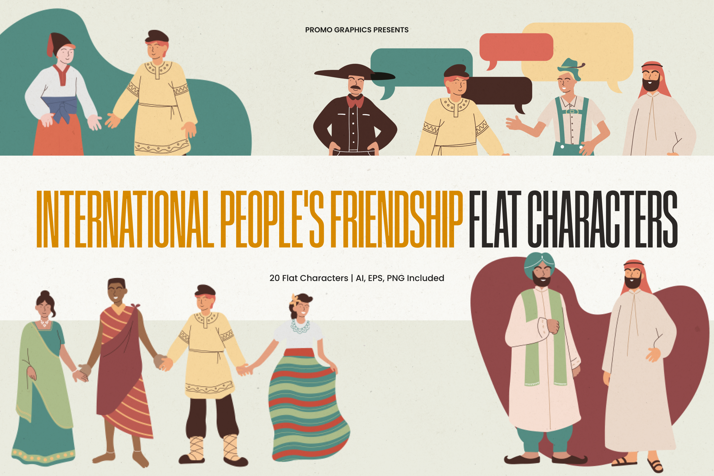 International People's Friendship Flat characters branding characters digital design flat flat characters flat design flat illustrations friendship graphic design illustration illustrations international international friendship people illustrations poster design print design product design social media design textile design webdesign