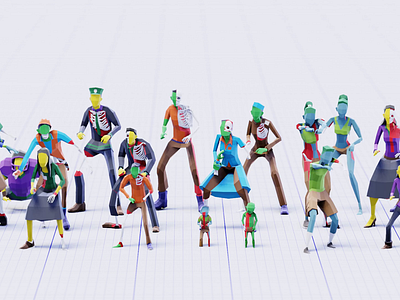 Low Poly Zombies 3d 3dart 3dcharacter animated animation bones brains cute mixamo mocap motion graphics rigged scary spooky tiltshift zombie