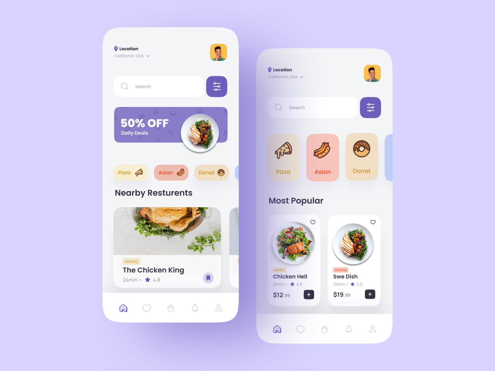 Eatly Food Delivery Mobile App UI P1 by Muhammad Yaseen on Dribbble