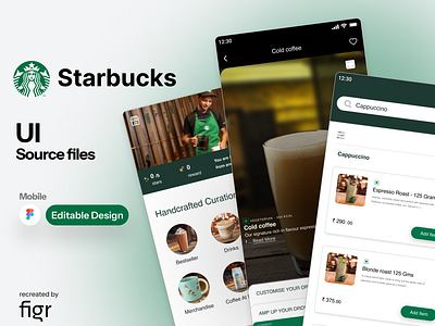 Starbucks Mobile UI (Recreated) android app coffee coffee shop design figma food and beverages food app food delivery illustration ios kit mobile app order rewards starbucks starbucks rewards ui ui ux