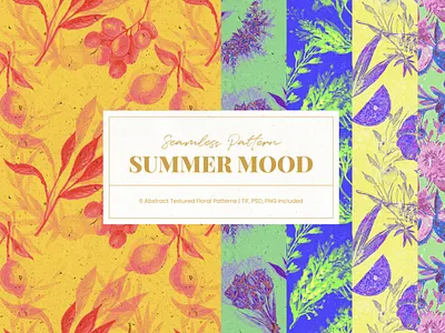 Summer Mood Textures Patterns botanical branding cosmetics design design digital design floral flowers graphic design packaging design patterns plants print design product design seamless pattern summer textile design texture trends wallpaper wallpaper design