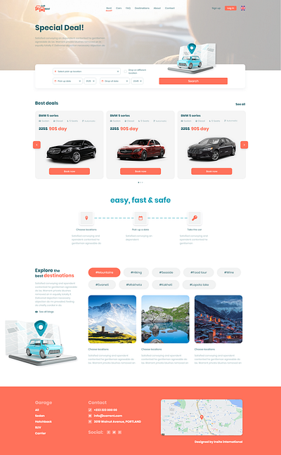 Car rent Landing page business landing car rent cars clear design company landing minimal modern design real project rental rental cars service tourism travel ui webdesign ui