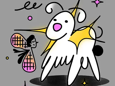 Cute little pup at my side 2d character flat illustration shapes simple