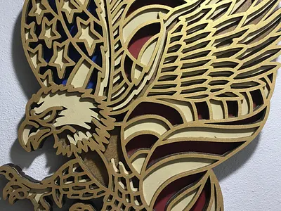 Plywood veneer of an American eagle, multi-layered 3D eagle made design graphic design illustration logo ui ux vector