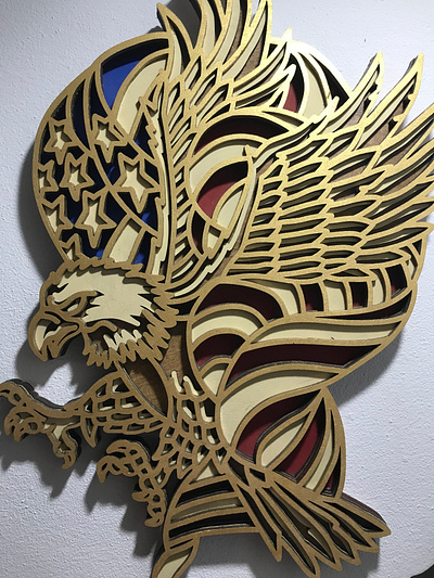 Plywood veneer of an American eagle, multi-layered 3D eagle made design graphic design illustration logo ui ux vector