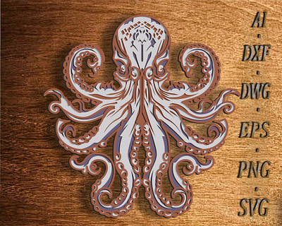 Octopus Multilayer Svg/3D Octopus/Paper/Laser Cut 3d design graphic design illustration logo ui ux vector