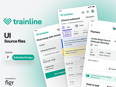 Trainline Mobile UI (Recreated) android booking booking system design figma flight app ios kit listing mobile app public transport search ticket app ticket booking trainline trains transport app travel ui ui ux