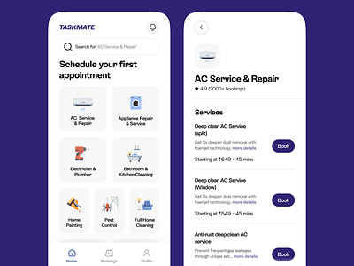 TaskMate - Hire Service Professionals angi app cleaning furniture assembly handyman help moving home repairs home services lifting markteplace mobile mounting painting taskrabbit thumbtack ui urban company urbanclap ux yard work