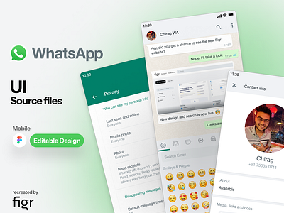 WhatsApp Mobile UI (Recreated) android calling chat chat app chatbot chatting app design direct messaging figma illustration inbox ios kit messaging messaging app mobile app ui ui ux video call whatsapp