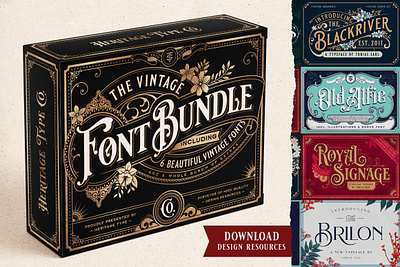 Vintage Font Bundle heritage font