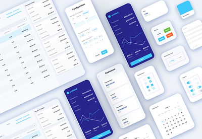 Financial management system autolayouts blue components components properties dashboard design design library design system fogma material design ui ux web
