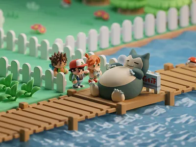 3D Pokémon Fire Red / Series #2 b3d blender game gameboy gba illustration isometric low poly pokemon pokemon fire red