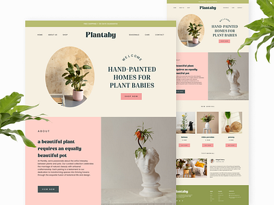 Plantaby aesthetic branding decor designs graphic design home indoor logo minimalistic online outdoor pastel pixels plant shop statue theme ui ux website