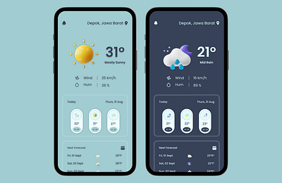 Daily UI Challenge - D4 - A weather mobile app design app daily challnge ui daily ui challnge day 4 design mobile app ui ui ux design uidesign weather app