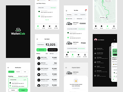 WalletCab - User App Design 3d appdesign branding cab app cab booking design logo old product ride ride app ride booking taxi taxiapp travel uber uiux user interface walletcab walletcabapp