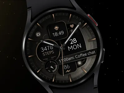 Bronze analog watch face black bronze dark design galaxy watch google graphic design illustration samsung smartwatch technology ui watch watch face watchface wear os