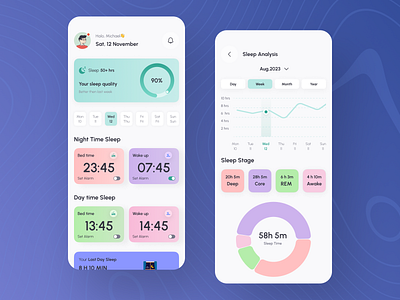 SlumberScan - Sleep tracker mobile app `patient blue design fitness health health tracker health tracking healthcare mobile mobile app sleep sleep tracker tracker ui uiux ux virtual care wellness