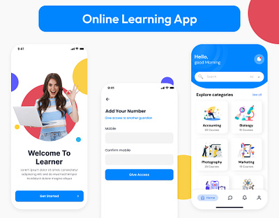 Learner App app application design graphic design illustration landing page learnerapp mobile app tech tech and learn ui ux