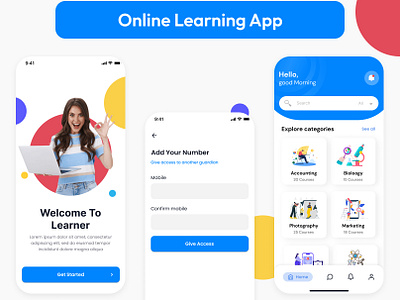 Learner App app application design graphic design illustration landing page learnerapp mobile app tech tech and learn ui ux