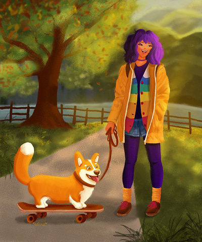 Book illustration of Lesya and Finik in the park bookillustration character characterdesign childrensillustration