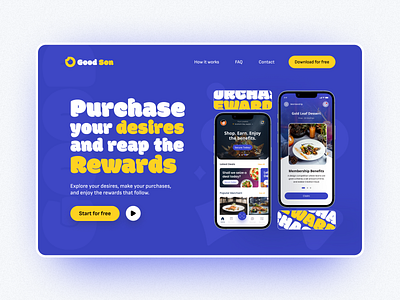 Purchase Rewards - Landing Page Banner [GoodSon] app coupons design graphic design landing pages mobile mobile app rewards purple themes rewards ui ux web website