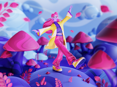 Dancing Girl 3d illustration 3d modeling 3d visual 3dart 3dartist 3drender blender3d blenderartist blendercommunity cg colorful dancing illustration motion graphics