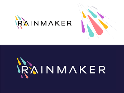 Rainmaker - Logo Design brainstorm communications creative group identity logo logo design logodesign logos logotype minialist multicolor rain rainbow technology typography water
