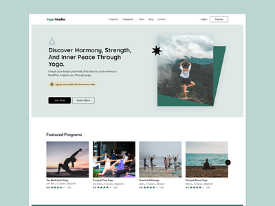 Yoga Website Landing Page app design figma hme hmepage l ui ui design uiuxdesign ux web design web ui website website design wyoga ygao