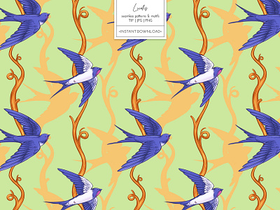 COTTON - patterns & motifs animals art birds branding colored pencils design drawing graphic design hand drawn illustration pattern pattern design print seamless pattern surface pattern surface design swallow wallpaper wild life wrapping papper