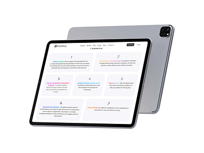 AI education platform app apple clean design edtech education ipad landing page minimal modern product tablet ui user. interface ux web website