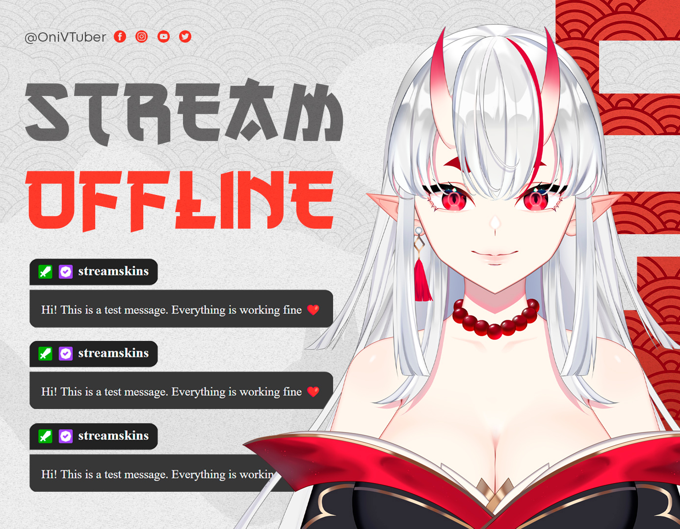 Oni VTuber Model free free stream overlay free vtuber overlay stream stream overlay stream pack stream package streamer streaming twitch twitch overlay vtuber vtuber model
