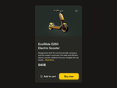 Daily Ui Challenge: Product Card: Electric Scooter card design dark mode electric scooter product design scooter ui ui design ux design