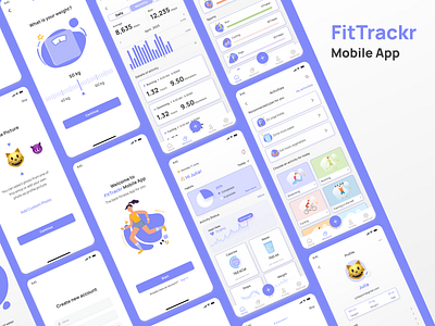 Mobile App app design figma fitness illustration mobile ui ux