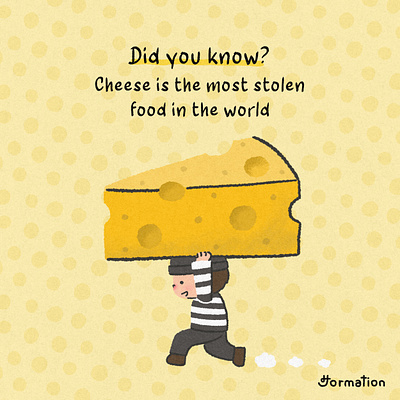 Cheese is the most stolen food in the world cartoon cheese did you know digital art digital illustration drawing fact fun fact illustration procreate