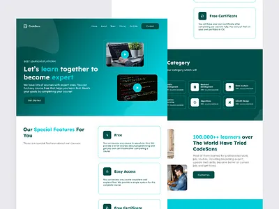 CodeSans - Landing Page coding course course website design graphic design landing page online course trend ui ui design uiux ux webdesign website
