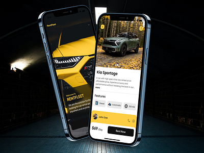 RentFleet - Car Rental App Concept app design car cars concept figma hire me idea inspiration trend ui ui design ui ux ux