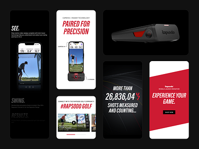 Golf Launch Monitor Landing Page Design animation animation design golf homepage landing page landing page design motion graphics page design section section animation section design ui ui design website